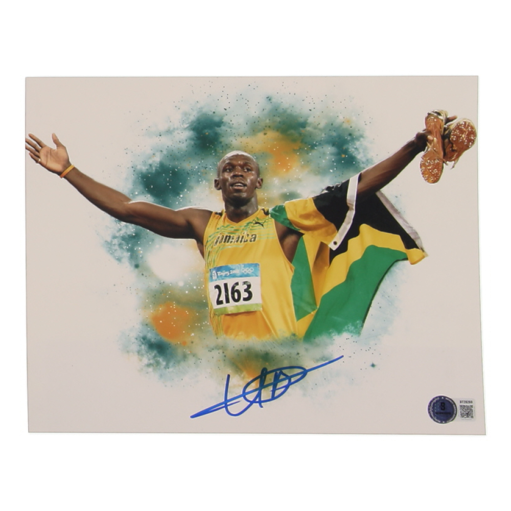 Usain Bolt Signed Team Jamaica 8x10 Photo (Beckett) at PristineAuction.com
