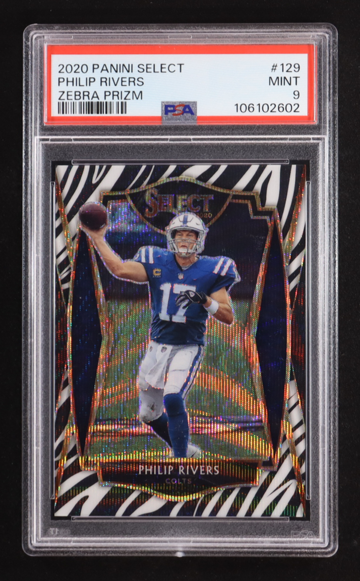 Phillip Rivers 2020 Select Prizm Zebra #129 (PSA 9) at PristineAuction.com Phillip Rivers 2020 Select Prizm Zebra #129 (PSA 9) at PristineAuction.com