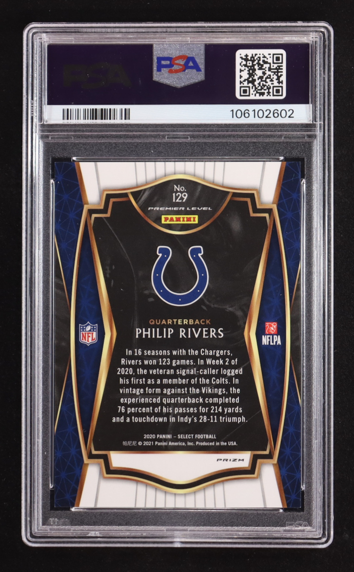 Phillip Rivers 2020 Select Prizm Zebra #129 (PSA 9) at PristineAuction.com Phillip Rivers 2020 Select Prizm Zebra #129 (PSA 9) at PristineAuction.com