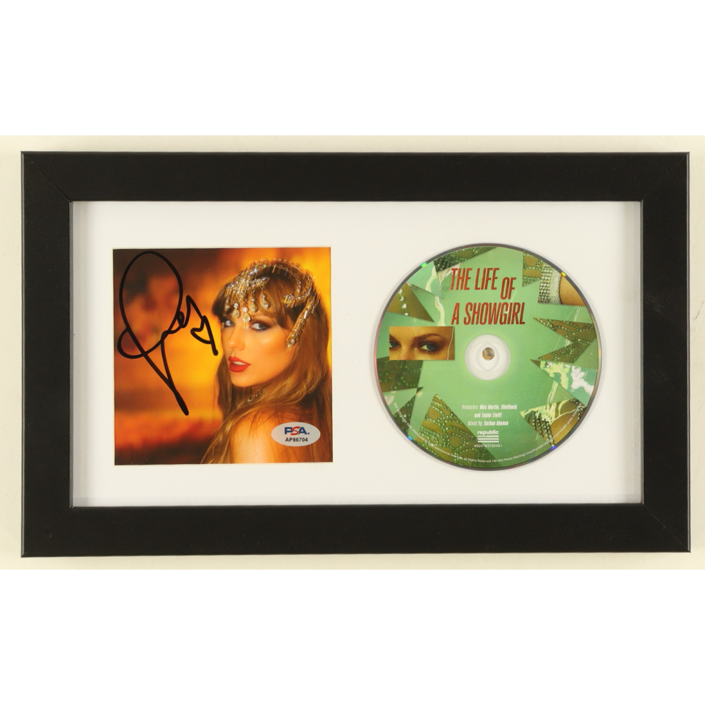 Taylor Swift Signed "The Life of a Showgirl" Custom Framed CD Insert Display with Disc (PSA) at PristineAuction.com