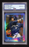 Ryan Braun Signed 2013 Topps Chrome Blue Refractors #163 #088/199 (PSA | Autograph Graded 10) at PristineAuction.com