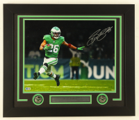Saquon Barkley Signed Custom Framed Photo Display with (2) Eagles Pins (Beckett) at PristineAuction.com