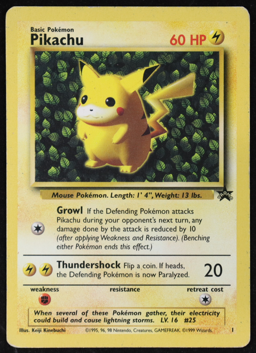 Pikachu 1999-03 Pokemon Wizards of the Coast Black Star Promos #1A (Pokemon League) at PristineAuction.com Pikachu 1999-03 Pokemon Wizards of the Coast Black Star Promos #1A (Pokemon League) at PristineAuction.com