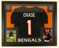 Ja'Marr Chase Signed Custom Framed Jersey (Beckett & Chase) at PristineAuction.com