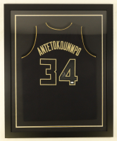 Giannis Antetokounmpo Signed Custom Framed Jersey Display (JSA) at PristineAuction.com