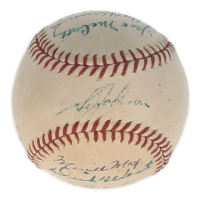 Mickey Cochrane, Billy Herman, Virgil Trucks | 1940's MLB Players War Bond Drive Baseball Signed By (16) (Beckett LOA) at PristineAuction.com