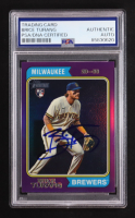 Brice Turang Signed 2023 Topps Heritage Chrome Purple Refractors #614 RC (PSA) at PristineAuction.com