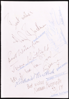 Celebrities and Greats | Cut Signed by (10) with Honor Blackman, Alfred Marks, June Whitfield (Beckett) at PristineAuction.com