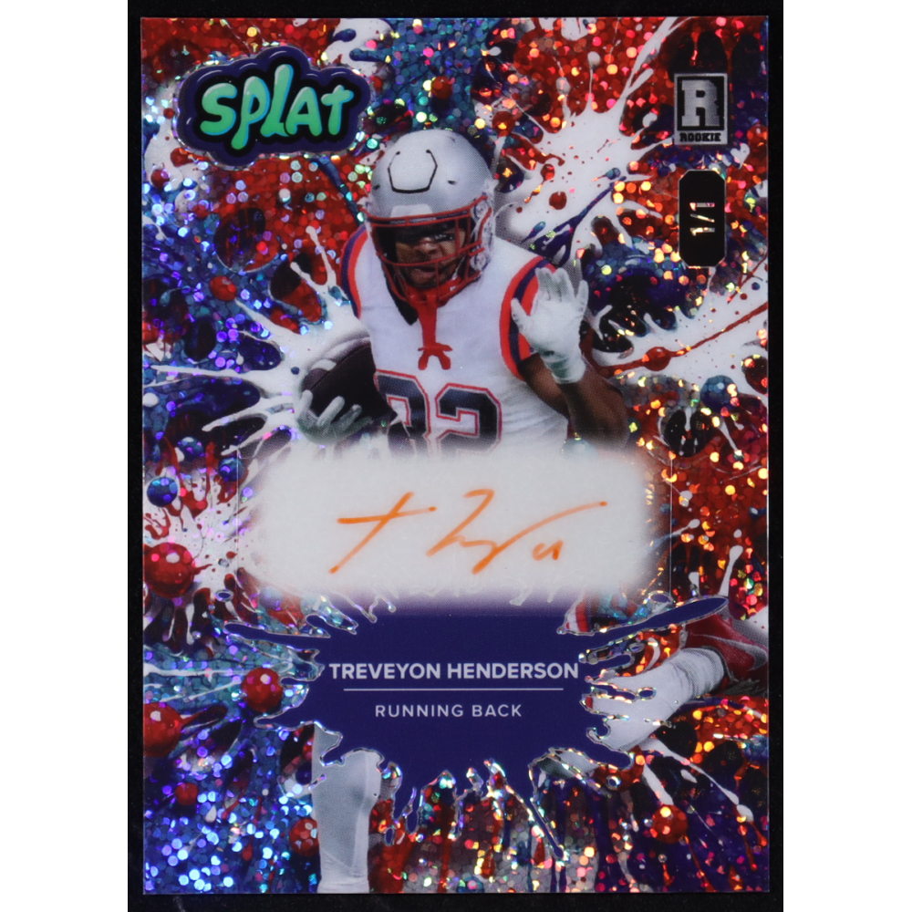 TreVeyon Henderson 2025 Wild Card Splat Autographs Red and Blue Pixel #SBRWB02THA RC #1/1 at PristineAuction.com