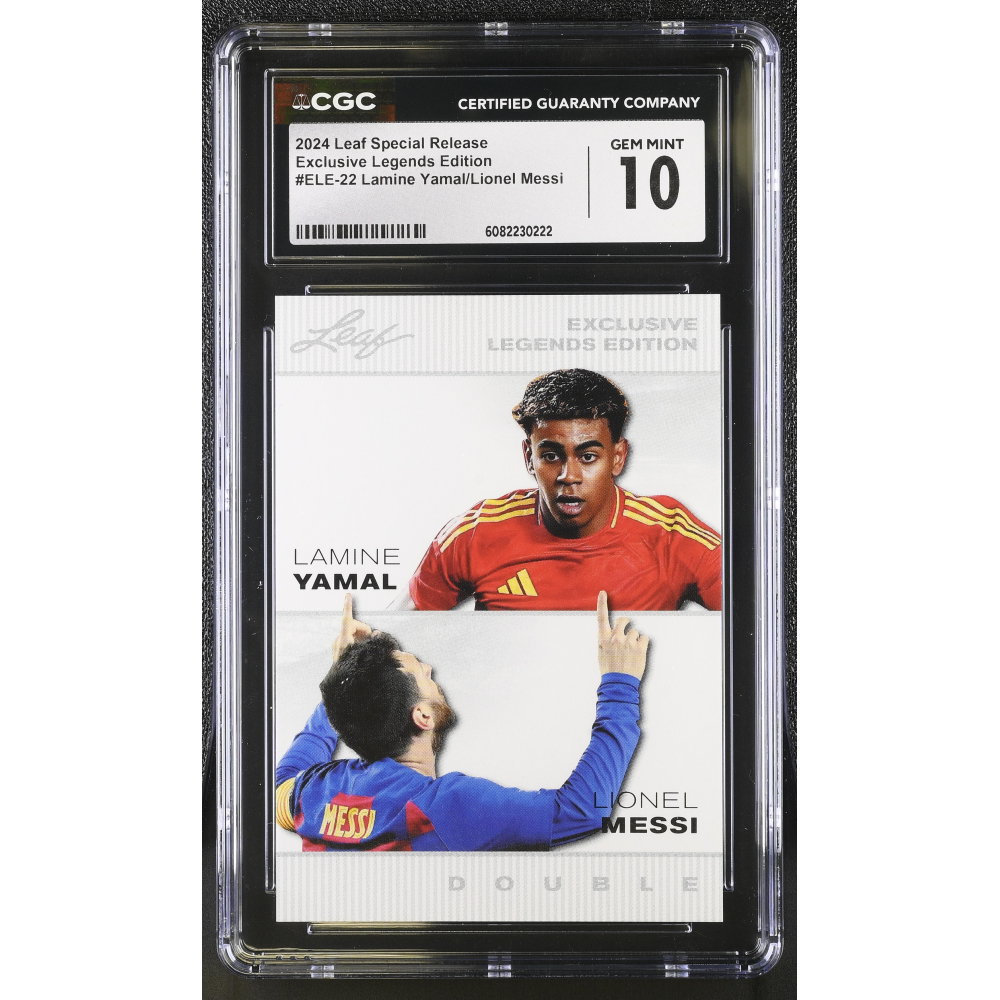 Lamine Yamal / Lionel Messi 2024 Leaf Special Release Exclusive Legends Edition #ELE22 (CGC 10) at PristineAuction.com