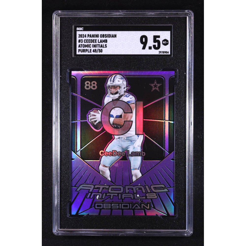 CeeDee Lamb 2024 Panini Obsidian Atomic Initials Purple #3 #48/50 (SGC 9.5) at PristineAuction.com