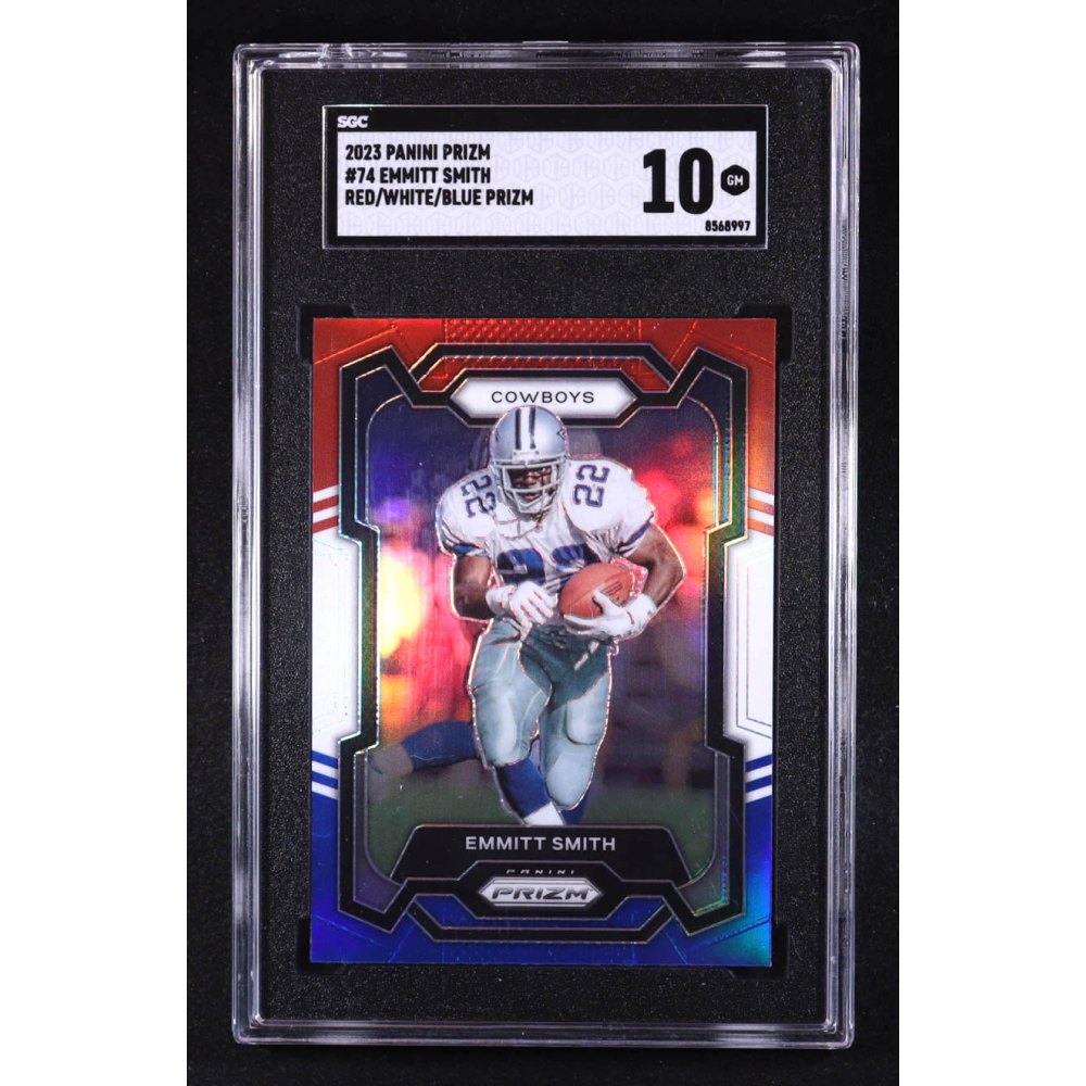 Emmitt Smith 2023 Panini Prizm Prizms Red White and Blue #74 (SGC 10) at PristineAuction.com