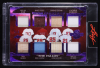 Nolan Ryan / Mike Trout / Shohei Ohtani / Vladimir Guerrero Jr. / Troy Glaus / Rod Carew / Don Baylor / Wally Joyner 2025 Leaf Spectacular Franchise "The Halos" Memorabilia Spectrum Purple #TF12 #5/6 at PristineAuction.com