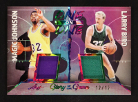 Magic Johnson / Larry Bird 2025 Leaf Glory of the Game One On One Crystal Rainbow #OO21 #12/12 at PristineAuction.com