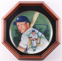 Mickey Mantle Signed Yankees Custom Framed Plate Shadowbox Display (Beckett) at PristineAuction.com