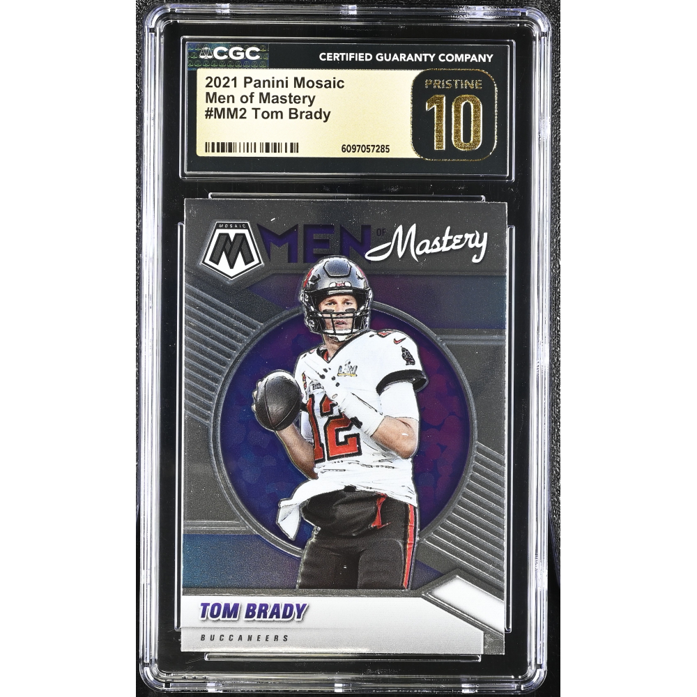 Tom Brady 2021 Panini Mosaic Men Of Mastery #2 (CGC 10 | Black Label) at PristineAuction.com