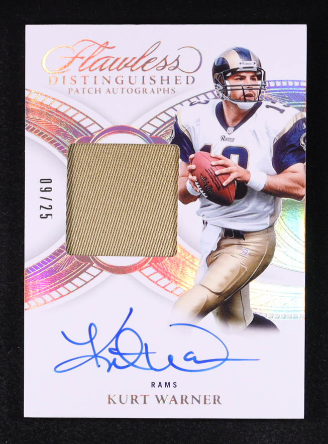 Kurt Warner 2025 Panini Flawless Distinguished Patch Autographs #8 #09/25 at PristineAuction.com Kurt Warner 2025 Panini Flawless Distinguished Patch Autographs #8 #09/25 at PristineAuction.com