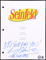Larry Thomas Signed "Seinfeld" TV Show Script Cover Page Inscribed "No Soup For You!" & "The Soup Nazi" (Schwartz) at PristineAuction.com