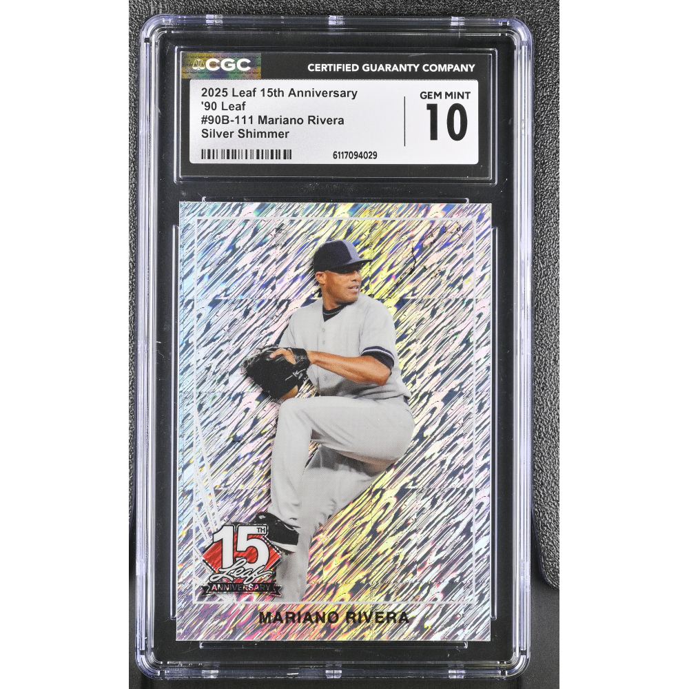 Mariano Rivera 2025 Leaf 15th Anniversary '90 Leaf Silver Shimmer #90B-111 #3/15 (CGC 10) at PristineAuction.com