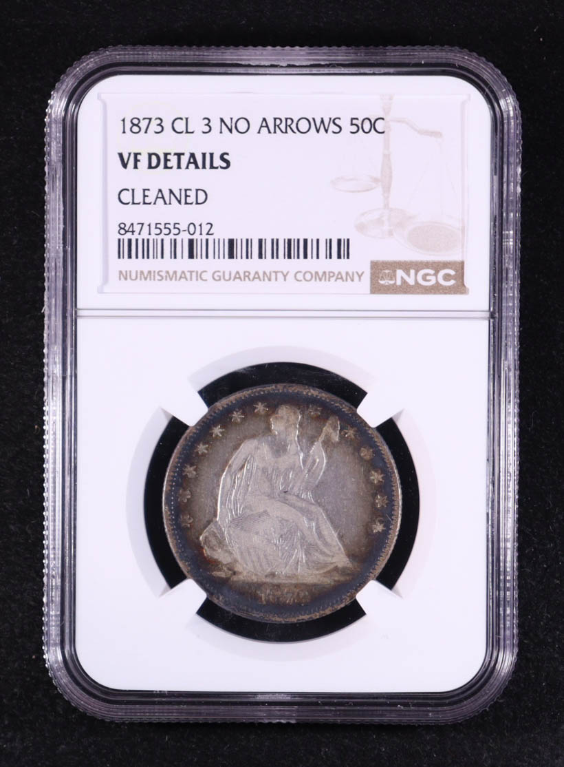 1873 Seated Liberty Half Dollar No Arrows, Closed 3 (NGC VF Details) at PristineAuction.com 1873 Seated Liberty Half Dollar No Arrows, Closed 3 (NGC VF Details) at PristineAuction.com