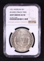 Mint Error 1921 Morgan Silver Dollar Reverse Struck Through (NGC AU58) at PristineAuction.com