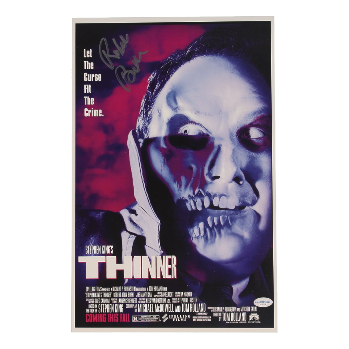 Robert John Burke Signed "Thinner" 11x17 Poster (ACOA) at PristineAuction.com Robert John Burke Signed "Thinner" 11x17 Poster (ACOA) at PristineAuction.com