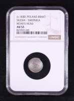 (c.1430) Poland, Silesia-Swidnica Brakt Silver Coin - Boar's Head (NGC AU53) at PristineAuction.com