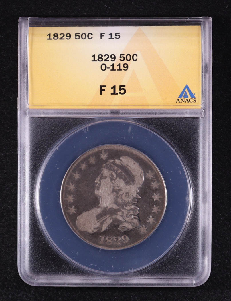 1829 Capped Bust Half Dollar Overton 119 (ANACS F15) at PristineAuction.com 1829 Capped Bust Half Dollar Overton 119 (ANACS F15) at PristineAuction.com