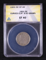 Mint Error 1901 Liberty Nickel Curved Clip 4.92 Grams (ANACS EF40) at PristineAuction.com