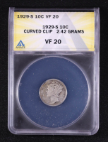 Mint Error 1929-S Mercury Dime Curved Clip 2.42 Grams (ANACS VF20) at PristineAuction.com
