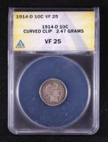 Mint Error 1914-D Barber Dime Curved Clip 2.47 Grams (ANACS VF25) at PristineAuction.com