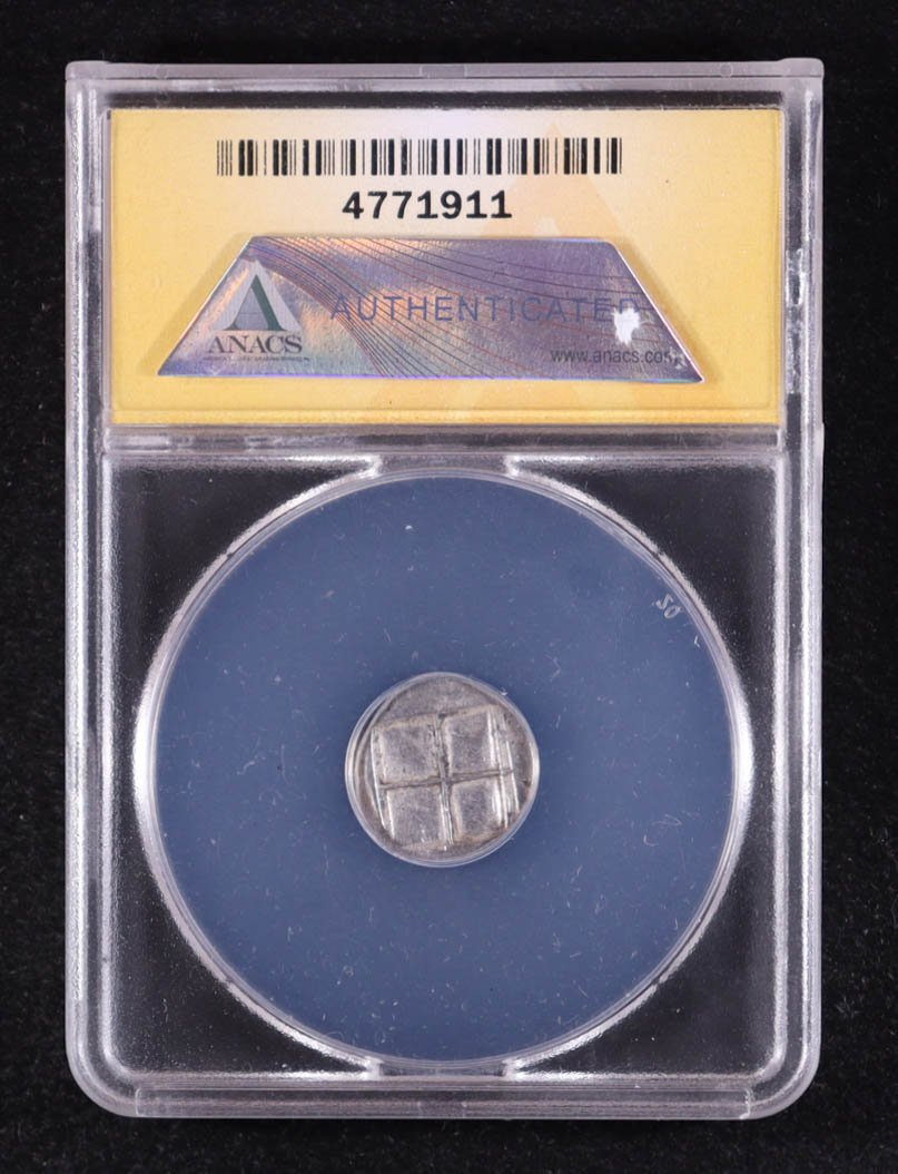 (470-390 B.C.) Greek Macedon, Akanthos AR Tetrobol Ancient Silver Coin (ANACS XF40) at PristineAuction.com (470-390 B.C.) Greek Macedon, Akanthos AR Tetrobol Ancient Silver Coin (ANACS XF40) at PristineAuction.com