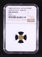 1884 California Gold Token Octagonal Arms of California #1 Wreath #2 12mm (NGC UNC Details) at PristineAuction.com