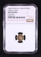 1849 California Gold Token Round Indian - Bear 18mm (NGC UNC Details) at PristineAuction.com