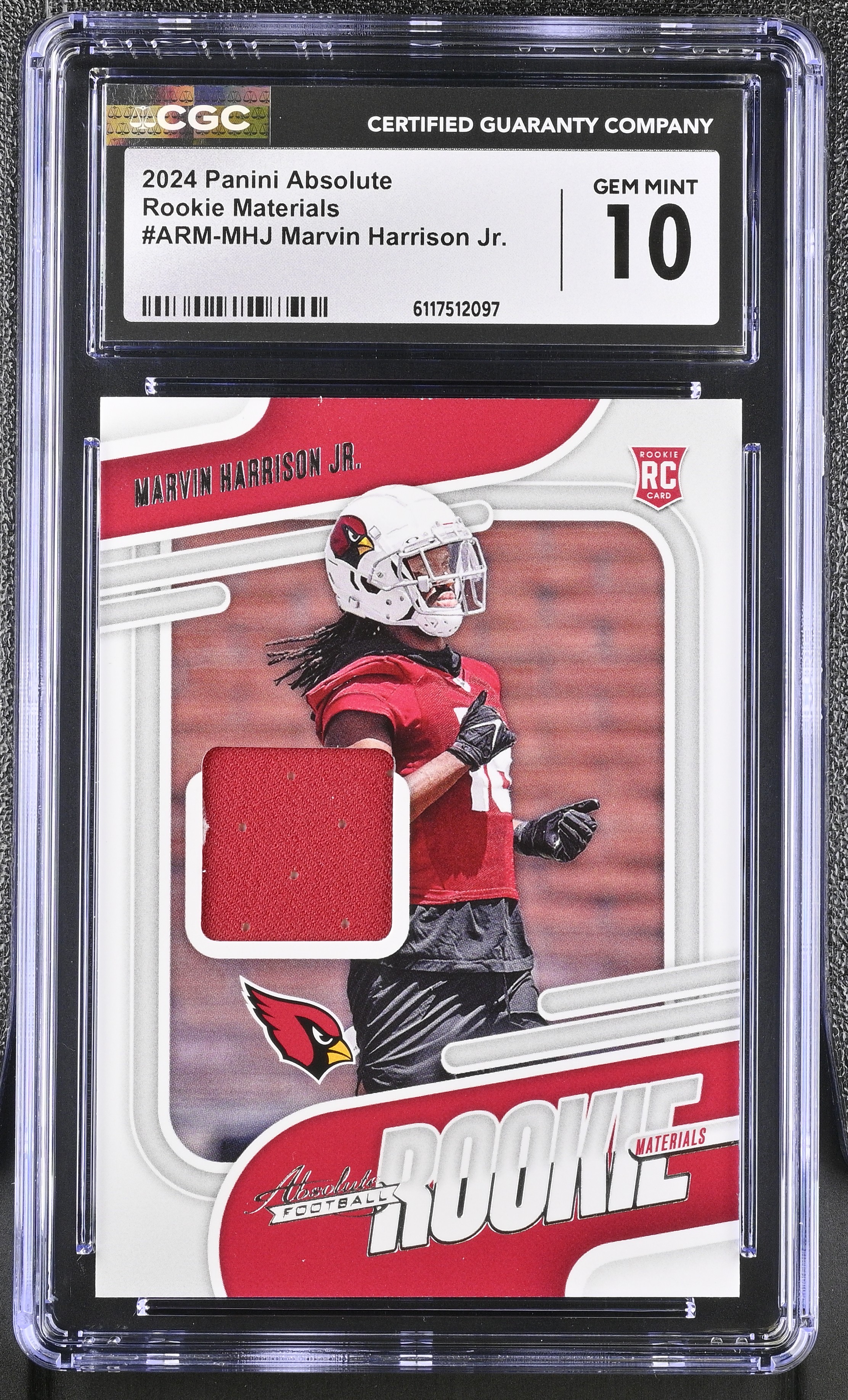 Marvin Harrison Jr. 2024 Panini Absolute Rookie Materials #ARM-MHJ RC (CGC 10) at PristineAuction.com Marvin Harrison Jr. 2024 Panini Absolute Rookie Materials #ARM-MHJ RC (CGC 10) at PristineAuction.com