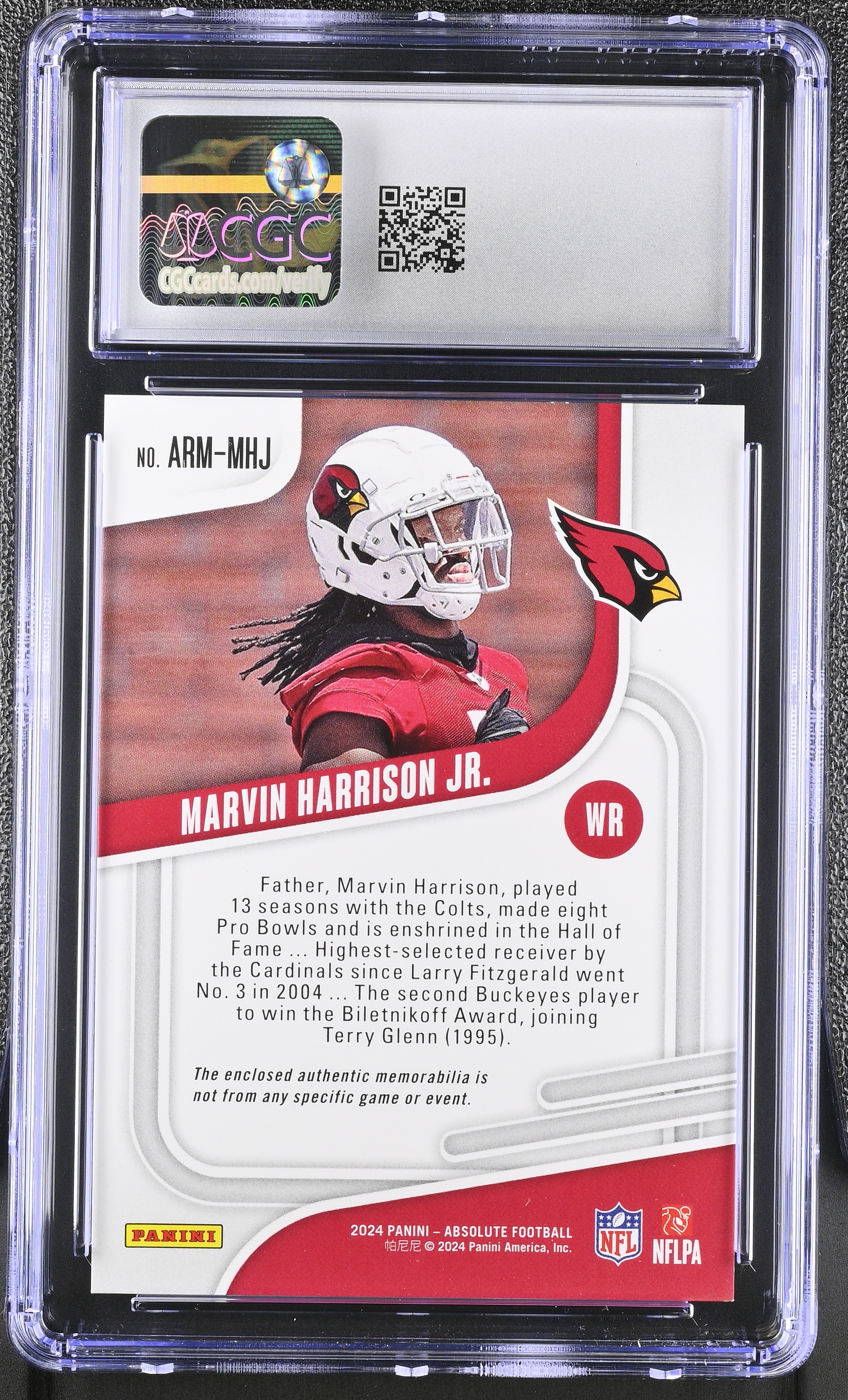 Marvin Harrison Jr. 2024 Panini Absolute Rookie Materials #ARM-MHJ RC (CGC 10) at PristineAuction.com Marvin Harrison Jr. 2024 Panini Absolute Rookie Materials #ARM-MHJ RC (CGC 10) at PristineAuction.com