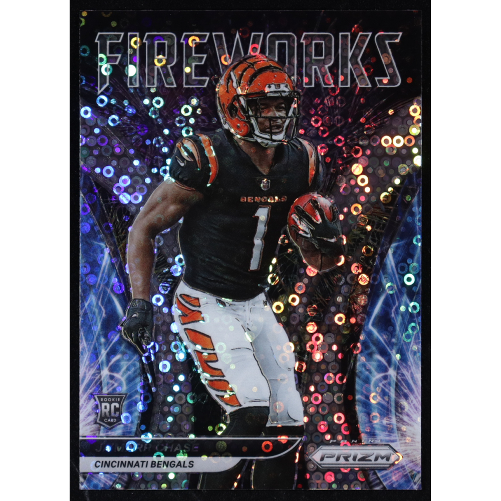 Ja'Marr Chase 2021 Panini Prizm Fireworks Prizms No Huddle #11 RC at PristineAuction.com