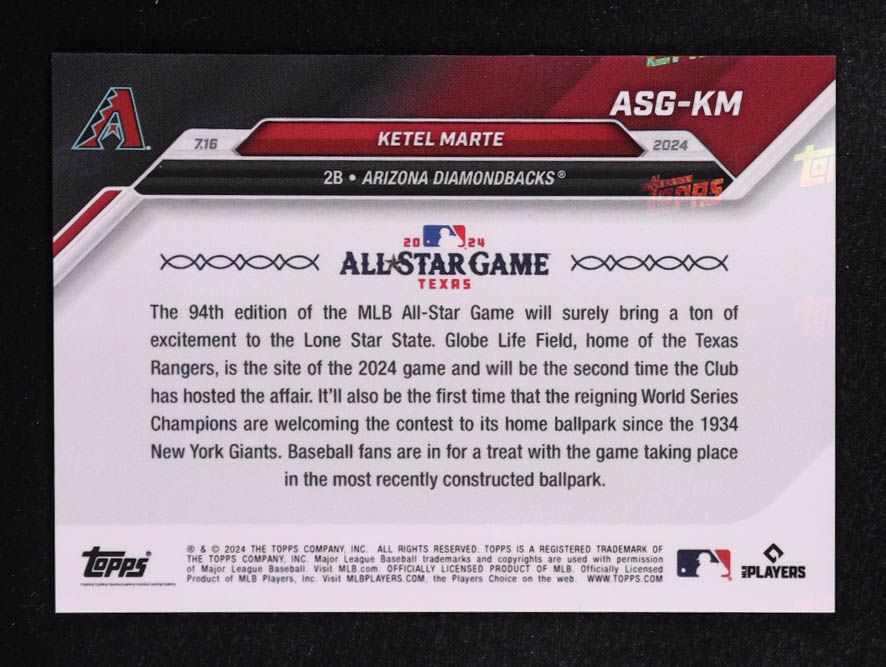 Ketel Marte 2024 Topps Now All-Star Game Selections Black #ASGKM #95/99 ...