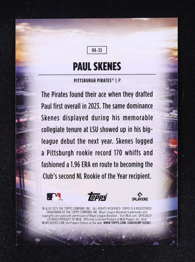 Paul Skenes 2025 Topps Home Field Advantage #HA35 at PristineAuction.com Paul Skenes 2025 Topps Home Field Advantage #HA35 at PristineAuction.com