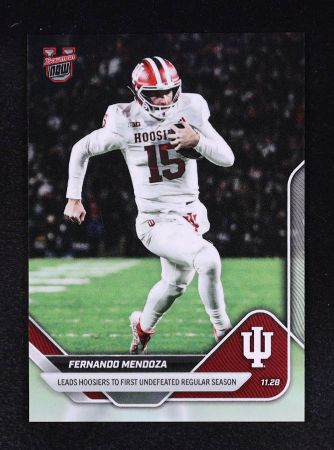 Fernando Mendoza 2025 Bowman University Now #52 RC at PristineAuction.com Fernando Mendoza 2025 Bowman University Now #52 RC at PristineAuction.com