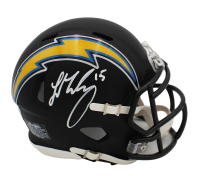 Ladd McConkey Signed Chargers Matte Black Alternate Speed Mini Helmet (Beckett) at PristineAuction.com