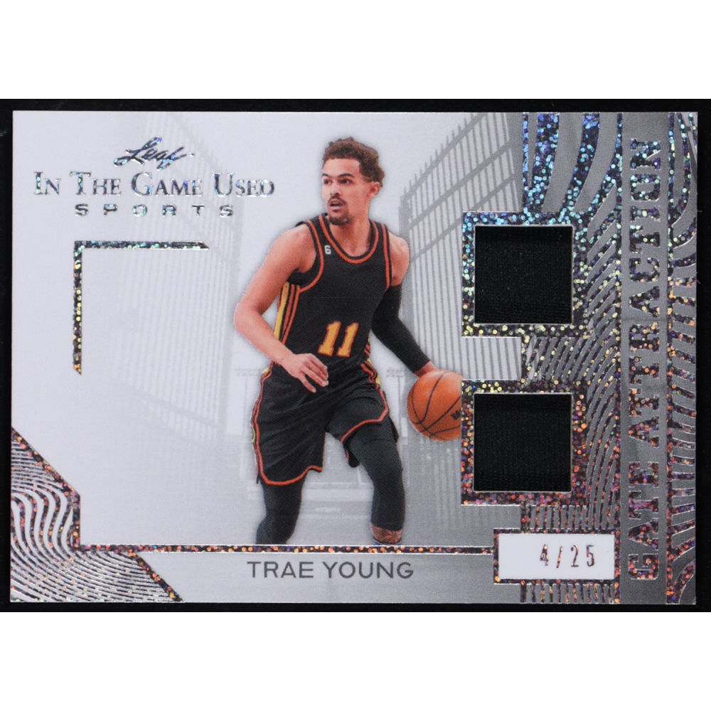 Trae Young 2025 Leaf In The Game Used Sports Gate Attraction Sparkle #GA-43 #4/25 at PristineAuction.com