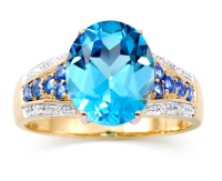 1.25 CTW Natural Diamond  & Topaz Ring Mounted In Yellow Gold H-I, I1-I2 | Estimated Retail Value: $5,738 (IGI) at PristineAuction.com
