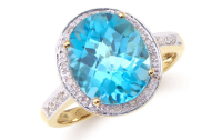 1.24 CTW Natural Diamond & Topaz Ring Mounted In Yellow Gold H-I, I1-I2 | Estimated Retail Value: $5,680 (IGI) at PristineAuction.com