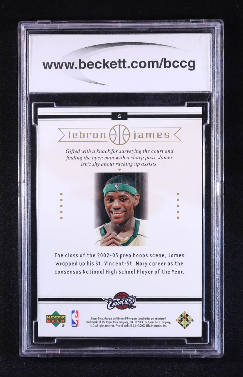 LeBron James 2003 Upper Deck LeBron James Box Set #6 Head of the Class RC (BCCG 10) at PristineAuction.com LeBron James 2003 Upper Deck LeBron James Box Set #6 Head of the Class RC (BCCG 10) at PristineAuction.com