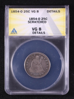 1854-O Seated Liberty Quarter Arrows (ANACS VG08 Details) at PristineAuction.com