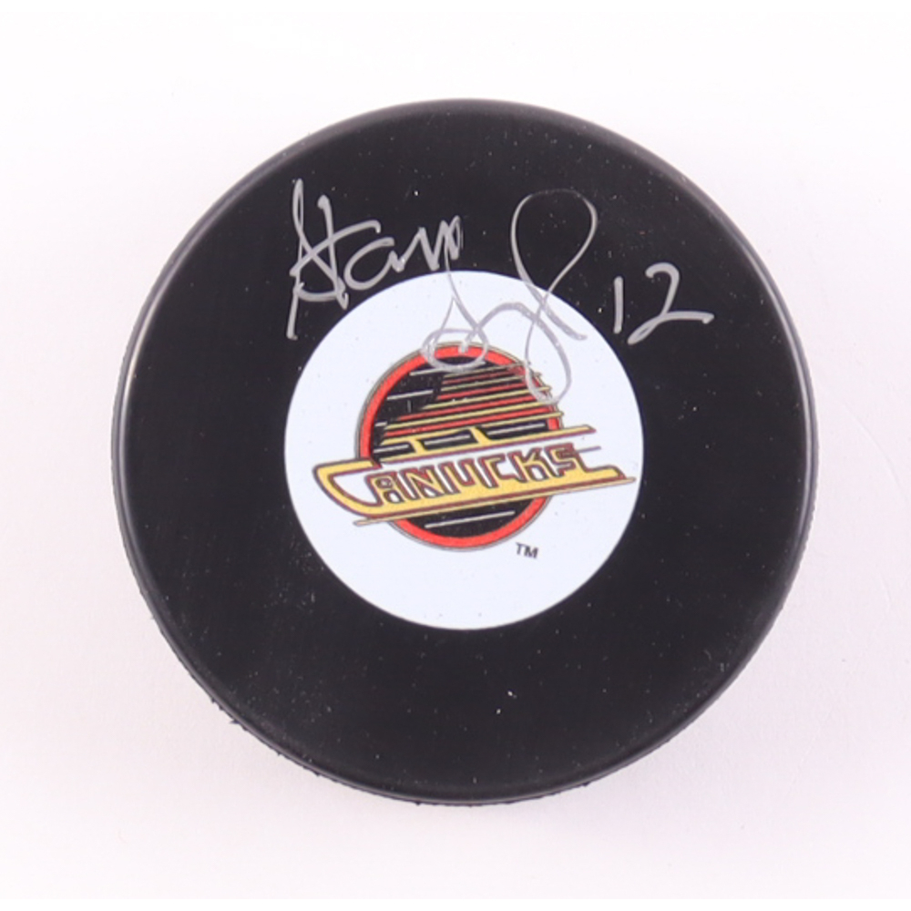 Stan Smyl Signed Canucks Logo Hockey Puck (Premium Autographs) at PristineAuction.com