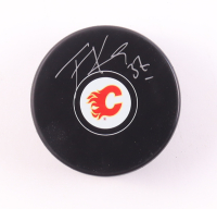 Trevor Kidd Signed Flames Logo Hockey Puck (Premium Autographs) at PristineAuction.com