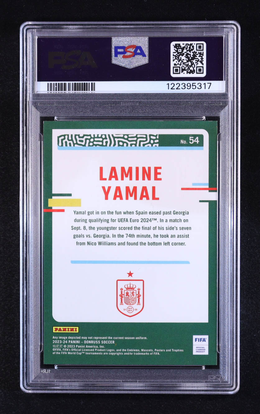 Lamine Yamal 2023-24 Donruss #54 RC (PSA 9) at PristineAuction.com Lamine Yamal 2023-24 Donruss #54 RC (PSA 9) at PristineAuction.com