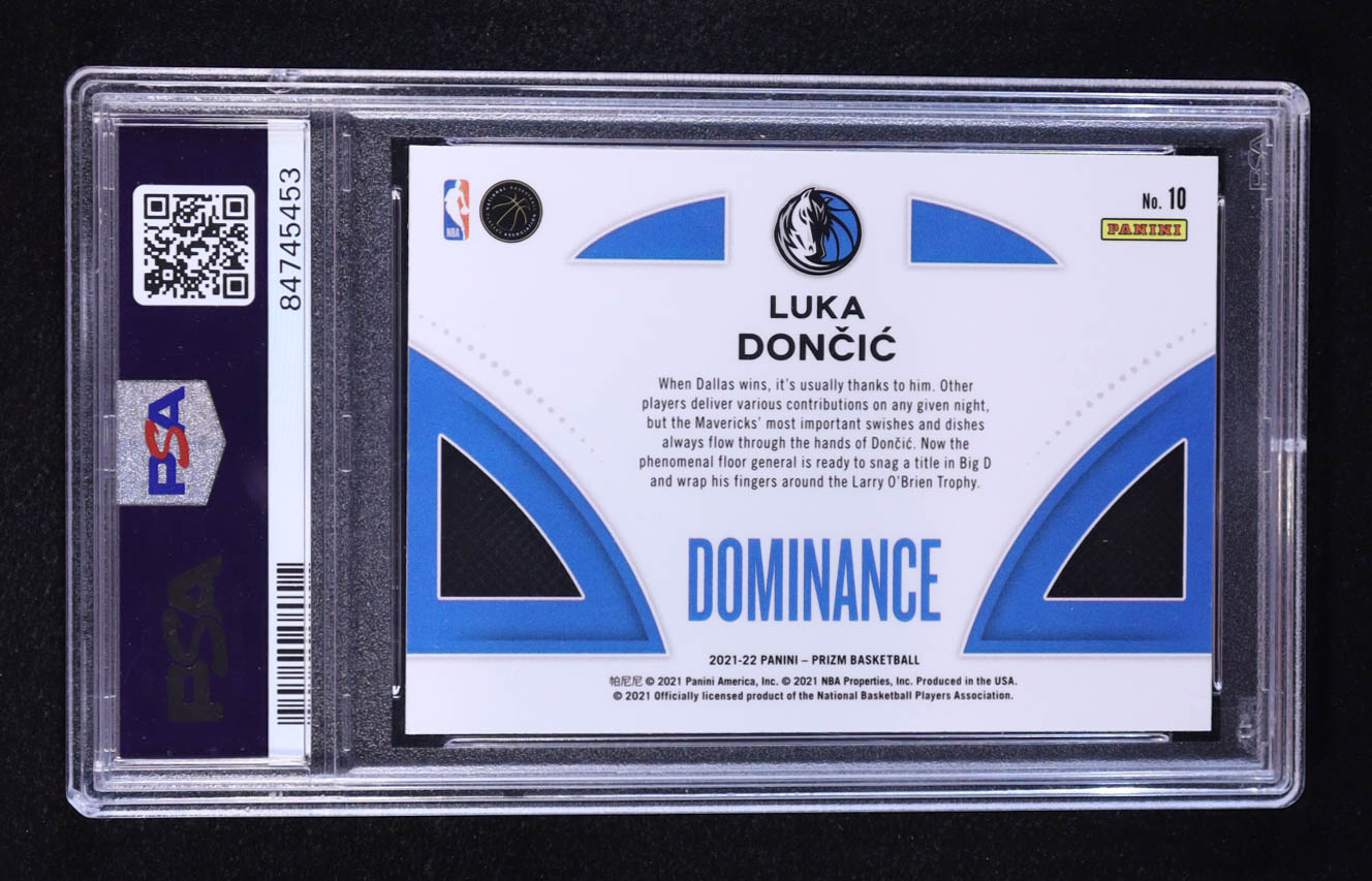 Luka Doncic 2021-22 Panini Prizm Dominance #10 (PSA 10) at PristineAuction.com Luka Doncic 2021-22 Panini Prizm Dominance #10 (PSA 10) at PristineAuction.com